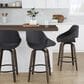 LumiSource Fabrico 26" Swivel Fixed-Height Counter Stool with Charcoal Fabric Upholstery in Black and Glazed Walnut (Set of 2), , large