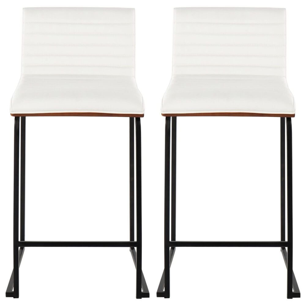 Lumisource Mason Mara Barstool with White Cushion in Gold and Walnut &#40;Set of 2&#41;, , large