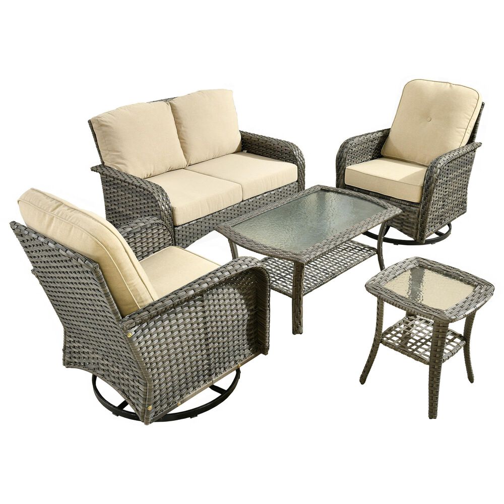 HOMLUX 6-Piece Patio Conversation Set in Beige, , large