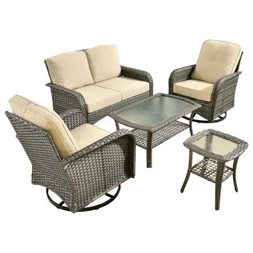 HOMLUX 5-Piece Patio Conversation Set in Beige, , large