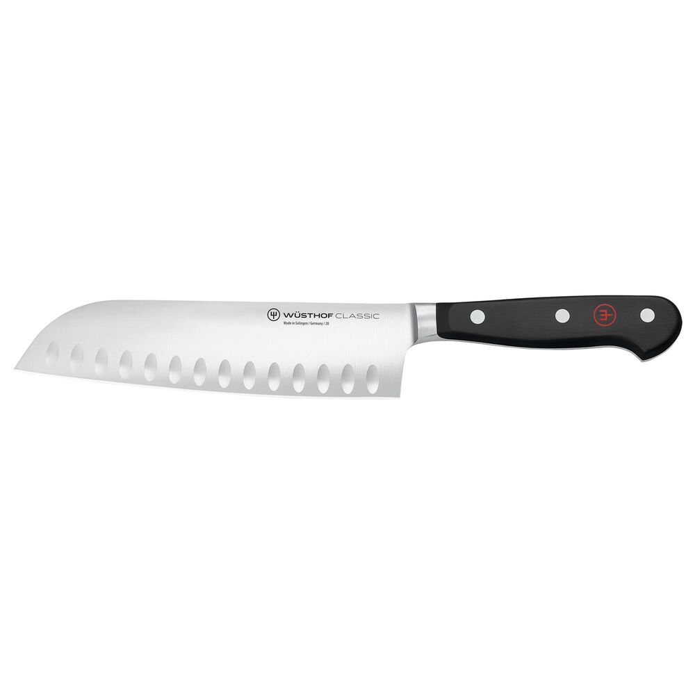 Wusthof Classic 7" Hollow Edge Santoku Knife in Stainless Steel and Black, , large