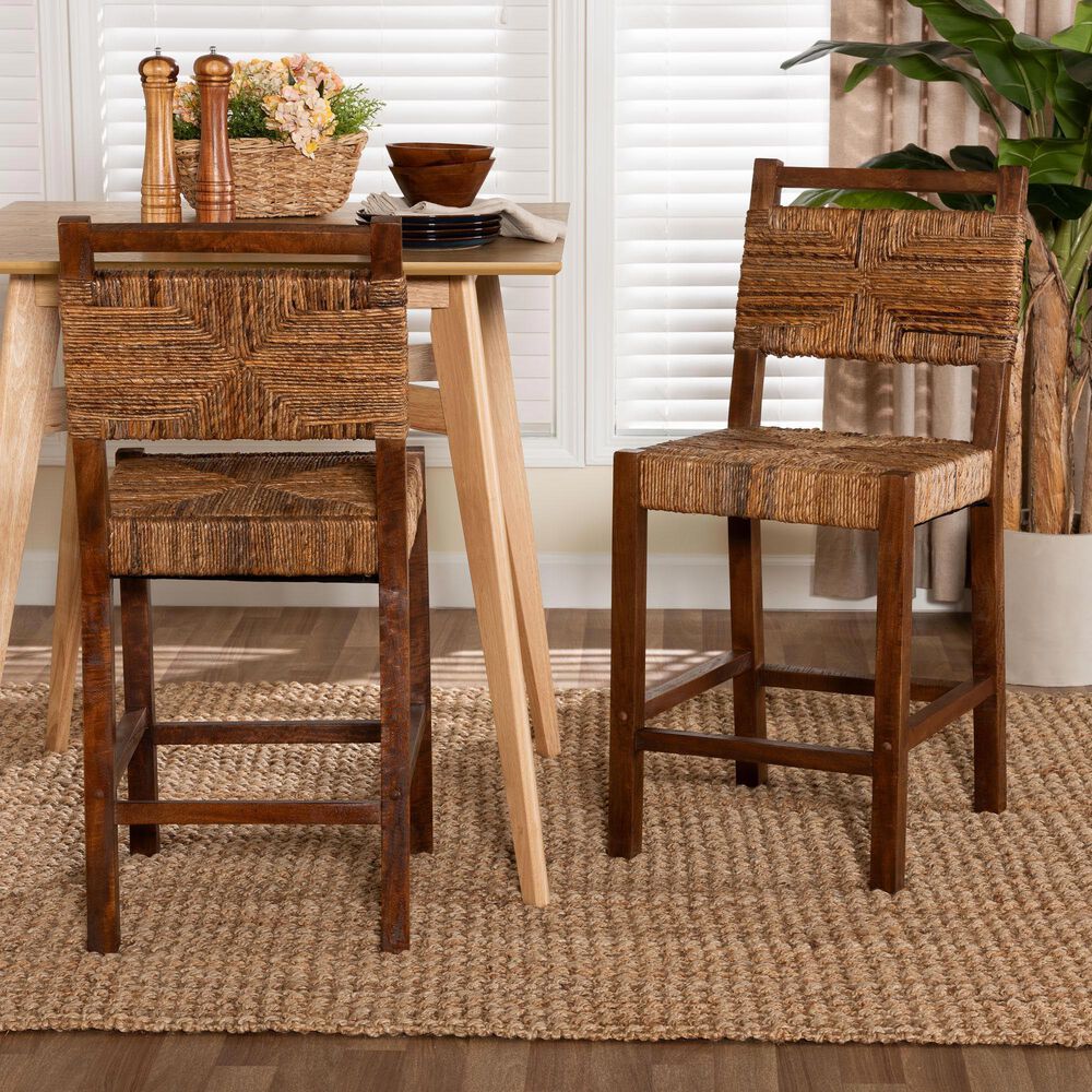 Baxton Studio Cordoba Counter Stool in Mahogany (Set of 2), , large
