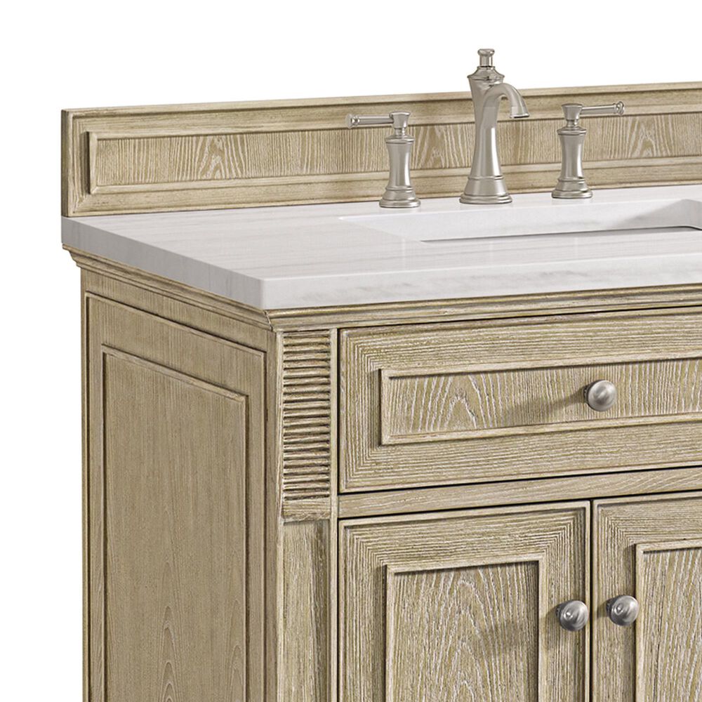 James Martin Vanities Lorelai 72&quot; Double Vanity in Whitewashed Oak with 3 CM Arctic Fall Solid Surface Top, , large