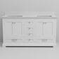 Lexora Home Dukes 60" Double Bathroom Vanity in White with 2 cm White Cultured Marble Top and Rectangular Sinks, , large