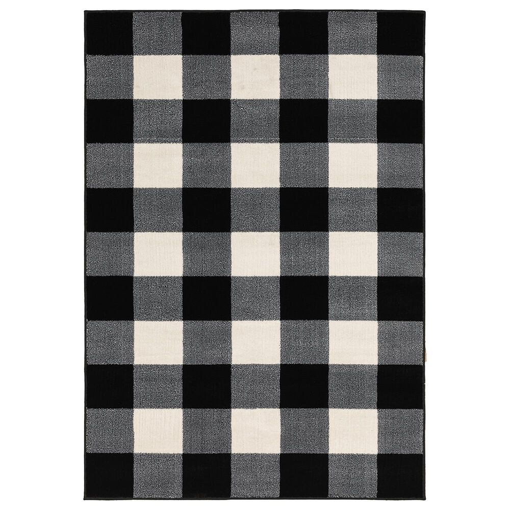 Oriental Weavers Georgia Geometric 678D0 7"10" x 10"10" Black and Ivory Area Rug, , large