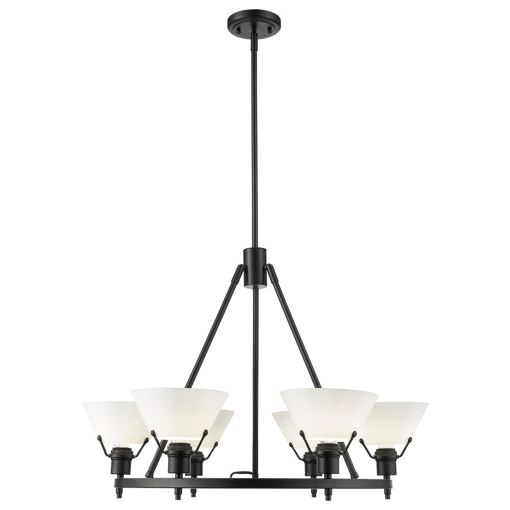 Golden Lighting Orwell 6-Light Chandelier with Opal Glass Shade in Matte Black, , large