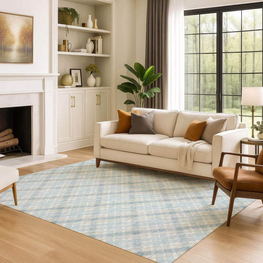 Dalyn Rug Company Soft Essentials Plaid Sky 9' x 12' Indoor/Outdoor Area Rug, , large