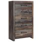 Ashley Drystan 5 Drawer Chest in Brown Rustic, , large