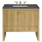 James Martin Vanities Hudson 36" Single Bathroom Vanity in Light Natural Oak with 3 cm Parisien Bleu Quartz Top and Rectangular Sink, , large