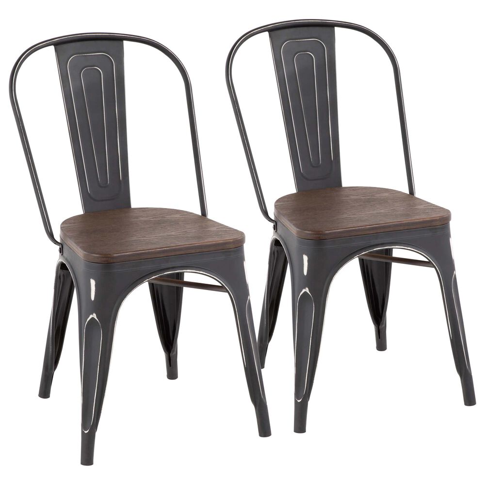 Lumisource Oregon Stackable Dining Chair in Vintage Espresso/Vintage Black (Set of 2), , large