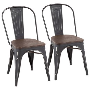 Lumisource Oregon Stackable Dining Chair in Vintage Espresso/Vintage Black (Set of 2), , large