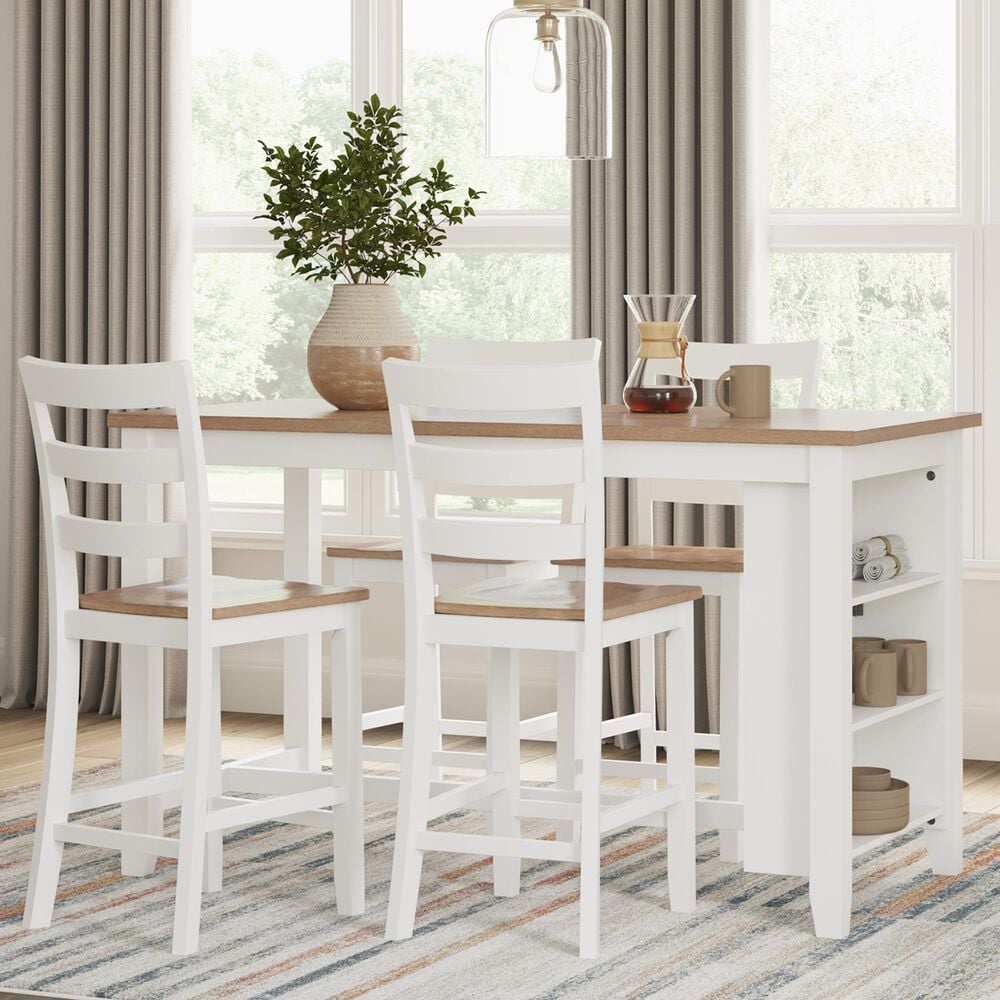 Ashley Gesthaven 5-Piece Counter Height Dining Set in Natural and White, , large