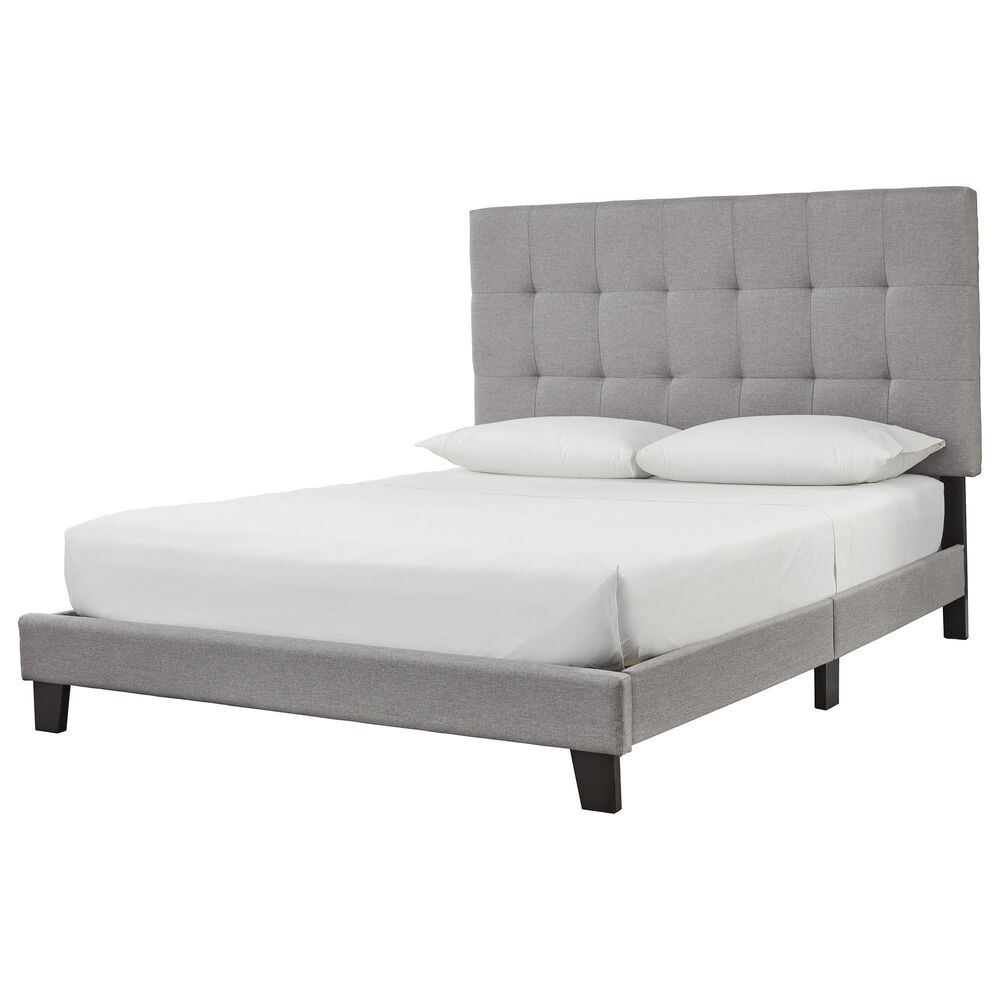 Signature Design By Ashley Adelloni Queen Upholstered Bed With Adjustment Headboard In Gray Nebraska Furniture Mart