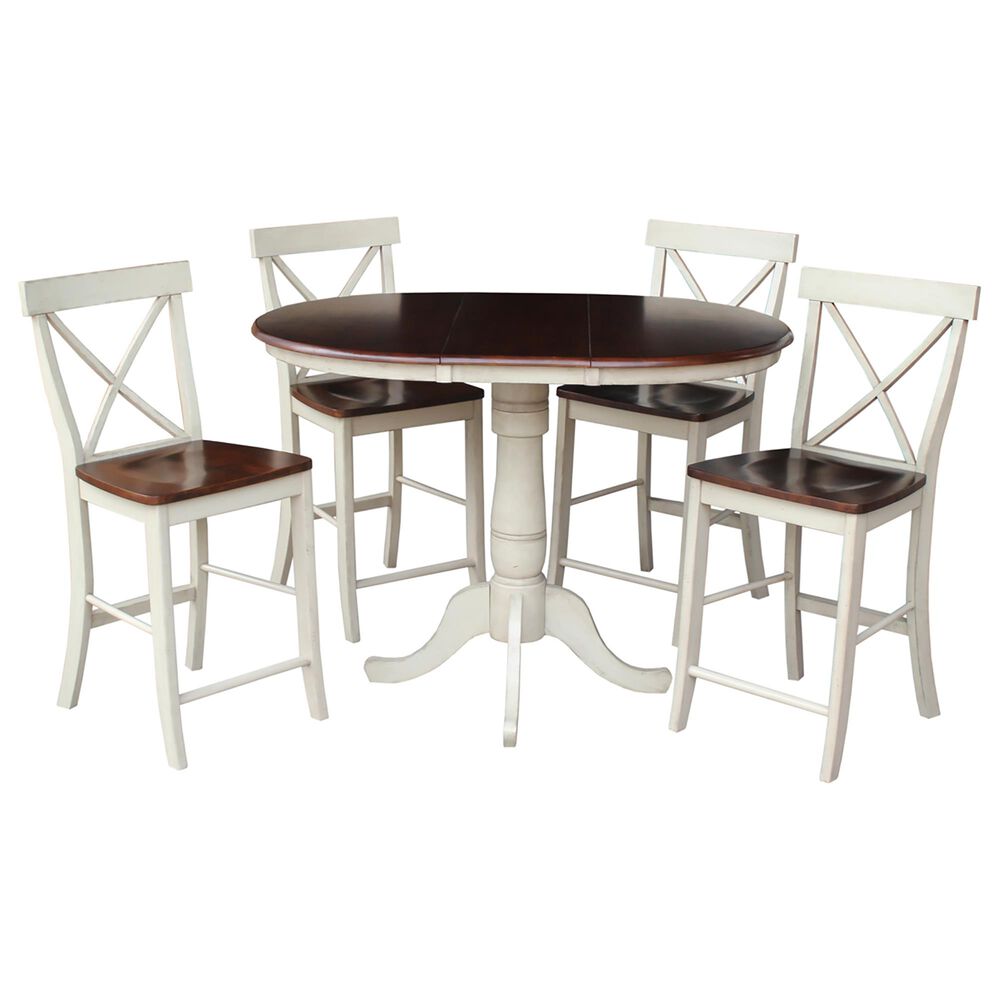 International Concepts Modern Farmhouse 5-Piece Dining Set in Almond and Espresso, , large
