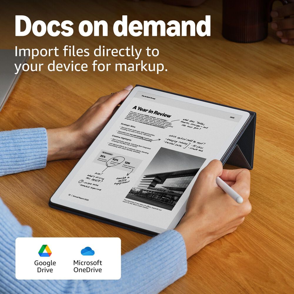 Amazon Kindle Scribe 64GB (newest model) - 11 paper-like display with front light - Thinner, lighter, faster - Write in notebooks, documents, and books. Includes Premium Pen in Graphite, , large