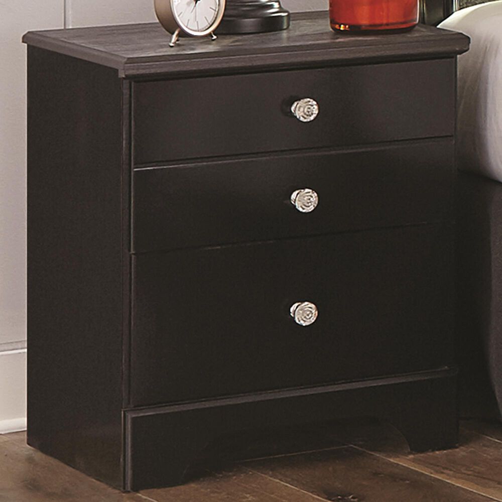 Seven Stars Kaylynn Nightstand in Travertine and Black, , large