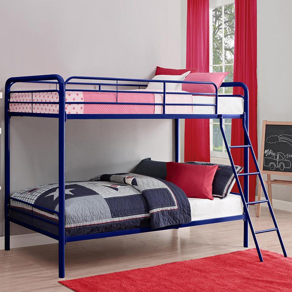 DHP Elen Twin over Twin Metal Bunk Bed in Navy, , large