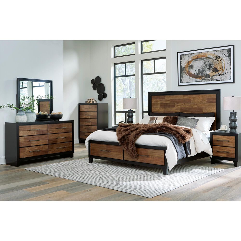 Ashley Kraeburn 5-Drawer Chest in Brown and Satin Black, , large