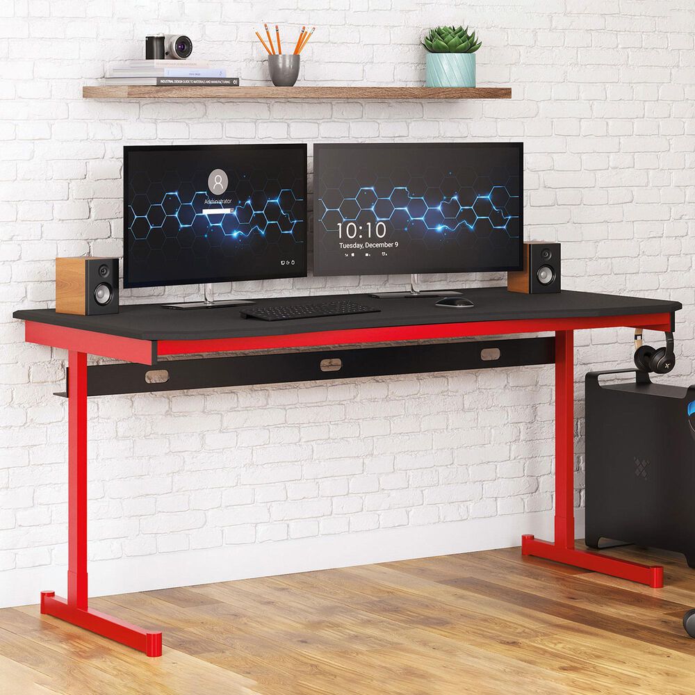 Ashley Lynxtyn Computer Desk in Red and Black, , large
