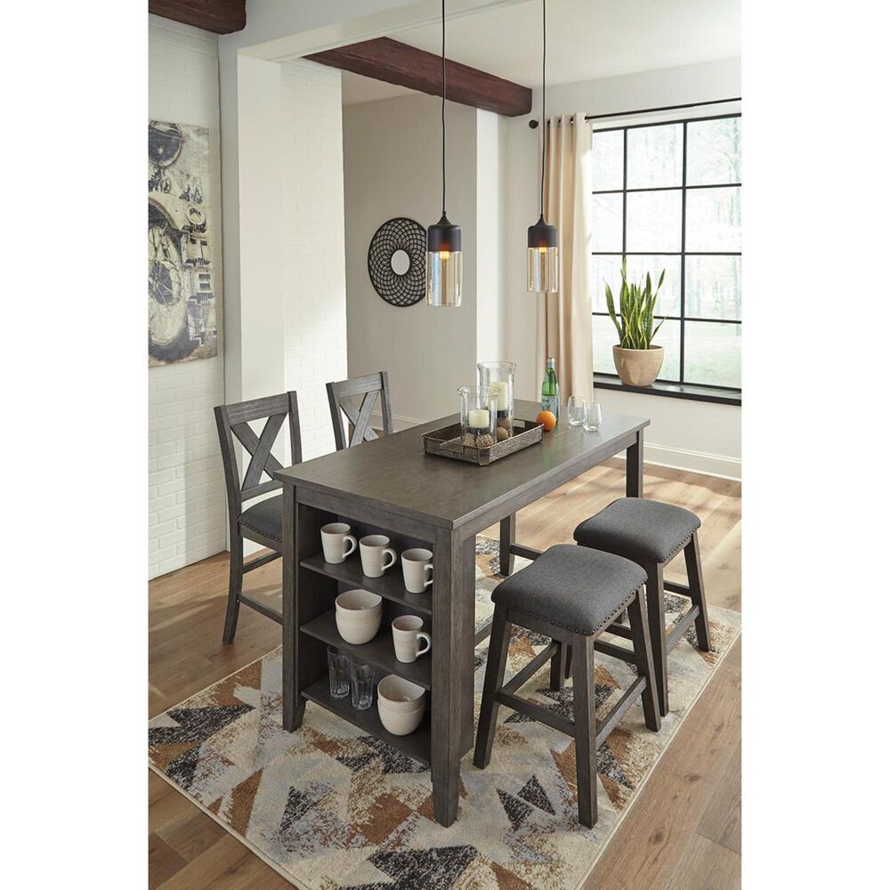 Ashley Caitbrook 5-Piece Counter Height Dining Table Set in Antiqued Gray Wash, , large