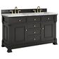 James Martin Vanities Brookfield 60" Double Bathroom Vanity in Black Onyx with 3 cm Carrara White Marble Top and Rectangular Sinks, , large