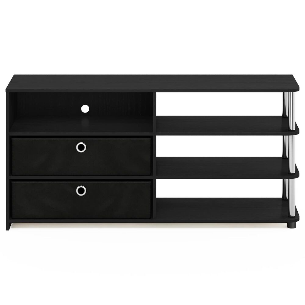 HOMLUX 46.6" Simple Design TV Stand with Bins in Americano, Stainless Steel and Black, , large