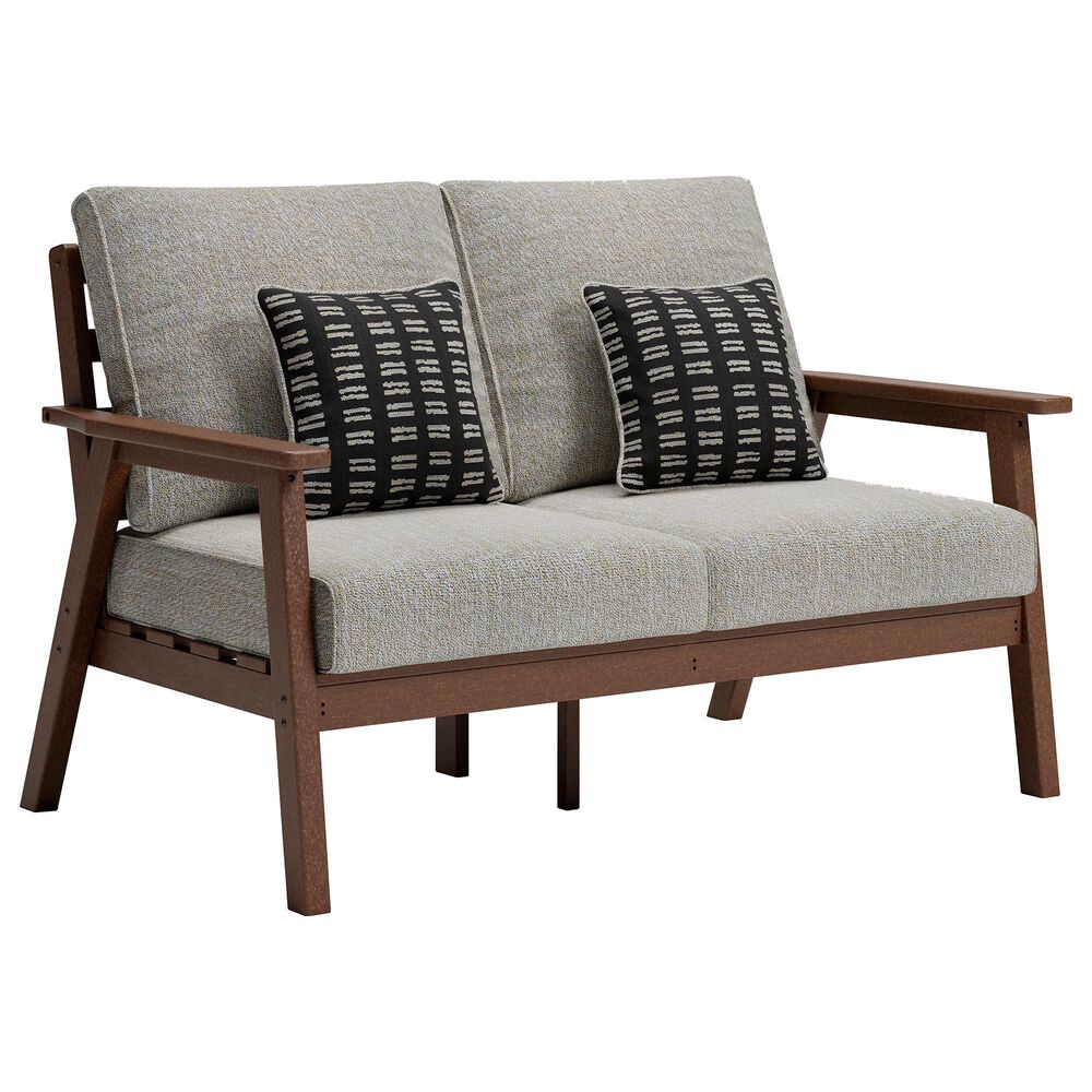 Signature Design by Ashley Emmeline Stationary Loveseat with Beige Cushion in Brown, , large