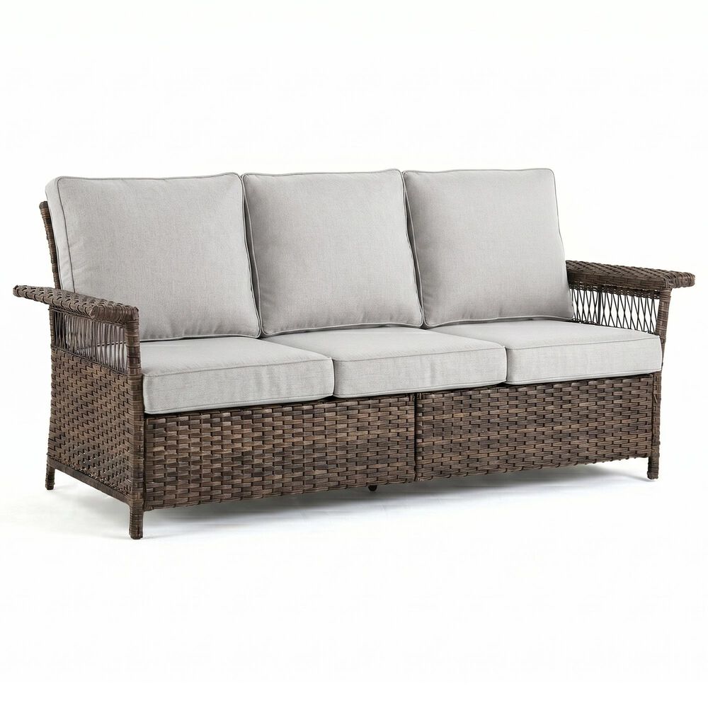 Sunwell Garden Patio Wicker Sofa in Beige, , large