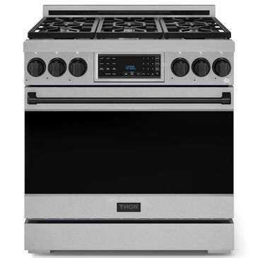 THOR KITCHEN Gordon Ramsay 6 Cu. Ft. 36" Professional Natural Gas Range with Black Handle Kit in Stainless Steel, , large
