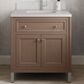 James Martin Vanities Chicago 30" Single Bathroom Vanity in Walnut Whisper with Single Hole 3 cm White Zeus Quartz Top and Rectangular Sink, , large
