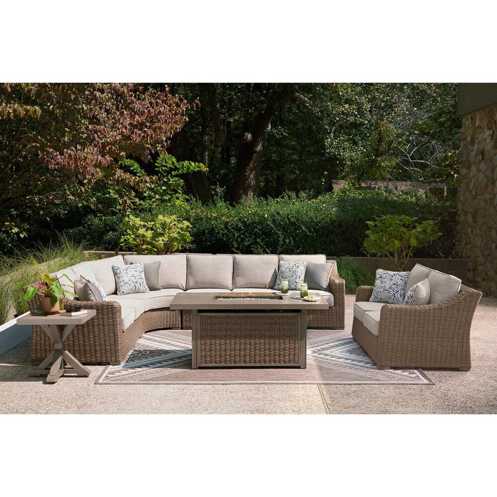 Ashley Laguna Heights Stationary Loveseat with Cushions in Beige, , large