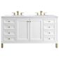 James Martin Vanities Chicago 60" Double Bathroom Vanity in Glossy White with 3 cm Arctic Fall Solid Surface Top and Rectangular Sinks, , large