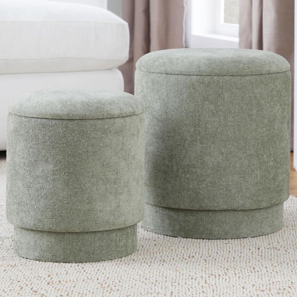 Lumisource Marla 2-Piece Upholstered Ottoman Set in Green, , large