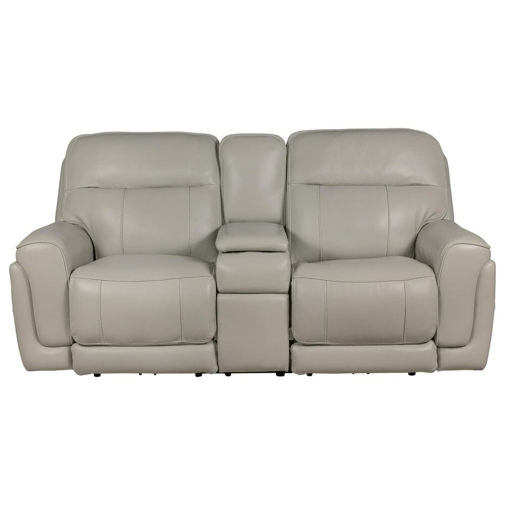 Sienna Designs Leather Power Reclining Console Loveseat with Power Headrests in Glacier Ice, , large