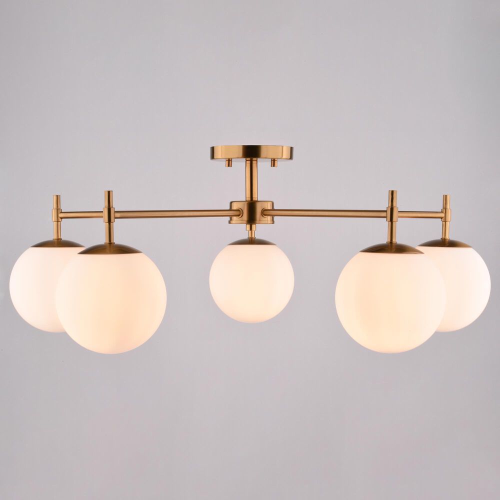Vaxcel Armitage 5-Light Semi Flush Mount in Muted Brass, , large