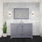 Lexora Home Dukes 48" Single Bathroom Vanity in Dark Grey with 2 cm White Carrara Marble Top and Rectangular Sink, , large