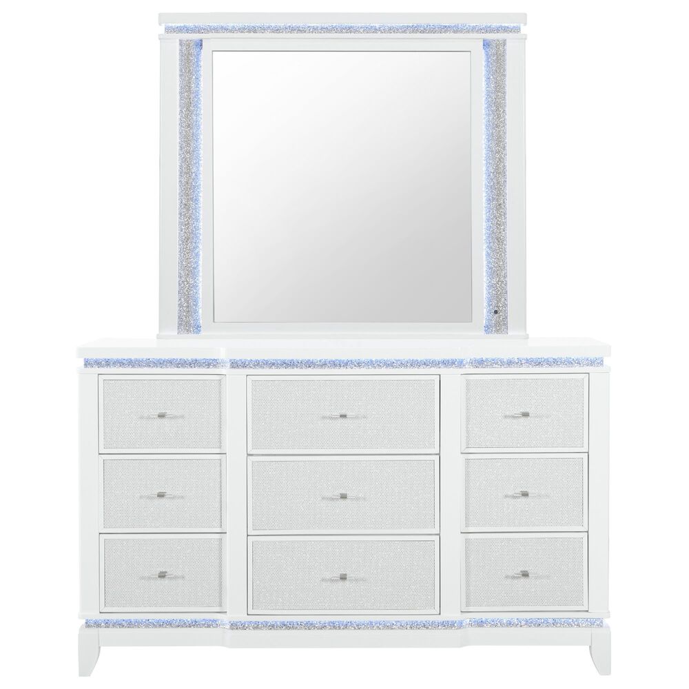 Global Furniture USA Alina 9-Drawer Dresser with Mirror in White, , large