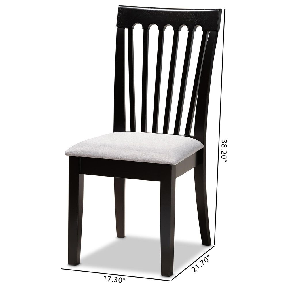 Baxton Studio Minette Side Chair with Grey Cushion in Espresso Brown (Set of 2), , large
