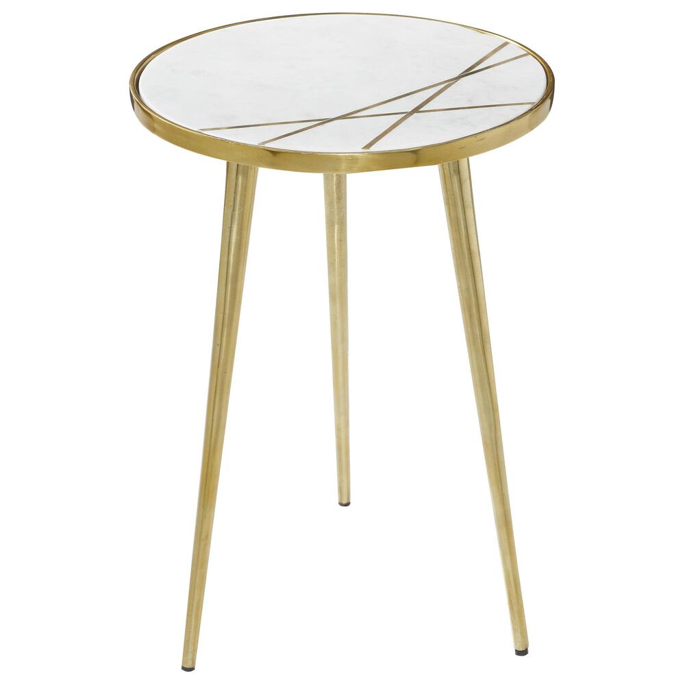 Maple and Jade End Table with Marble Top in Gold, , large