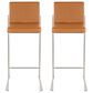LumiSource Fuji Stackable Barstool with Camel Faux Leather in Stainless Steel (Set of 2), , large