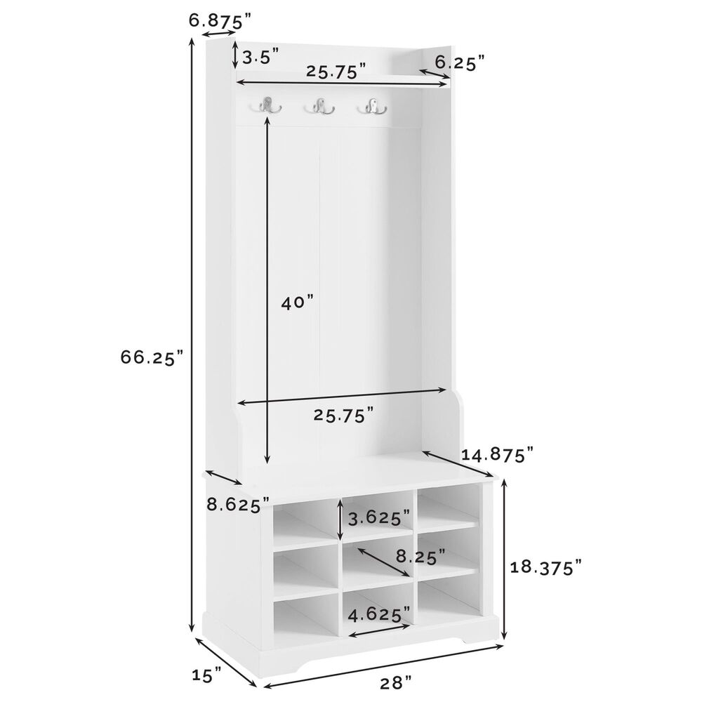 Crosley Furniture Anderson Shoe Storage Hall Tree in White Nebraska