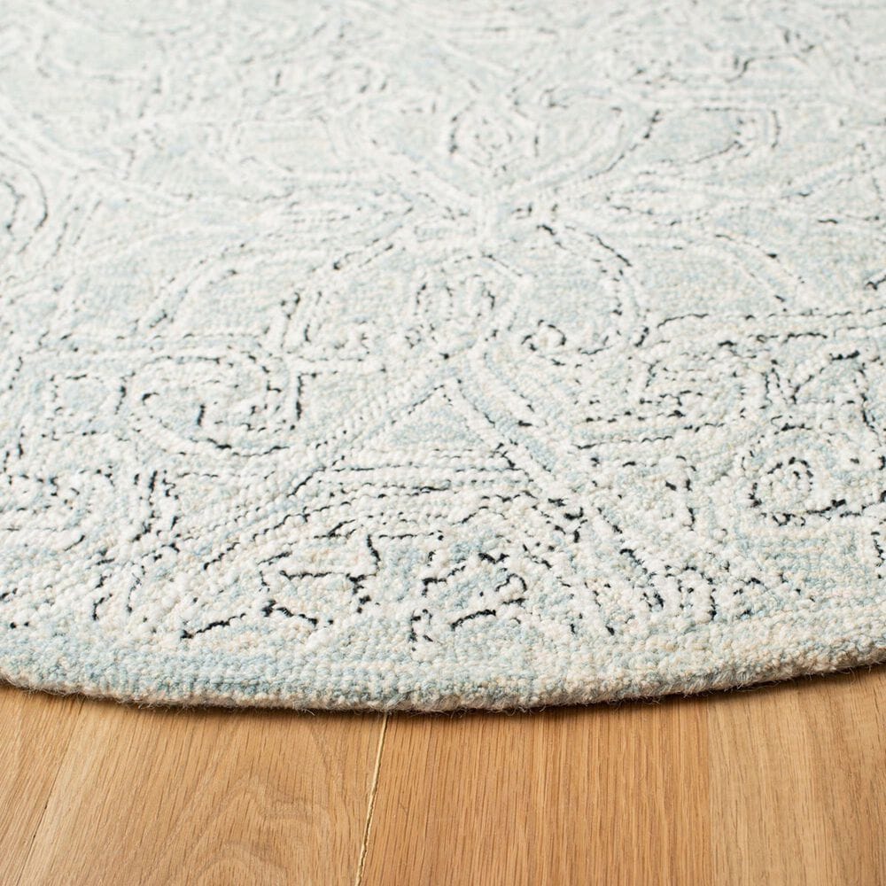 Safavieh Micro-Loop Damask 5&#39; Round Gray and Ivory Area Rug, , large
