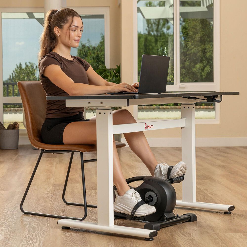 Sunny Health &amp; Fitness Smart Magnetic Under Desk Elliptical Peddler Exerciser in Light Grey, , large