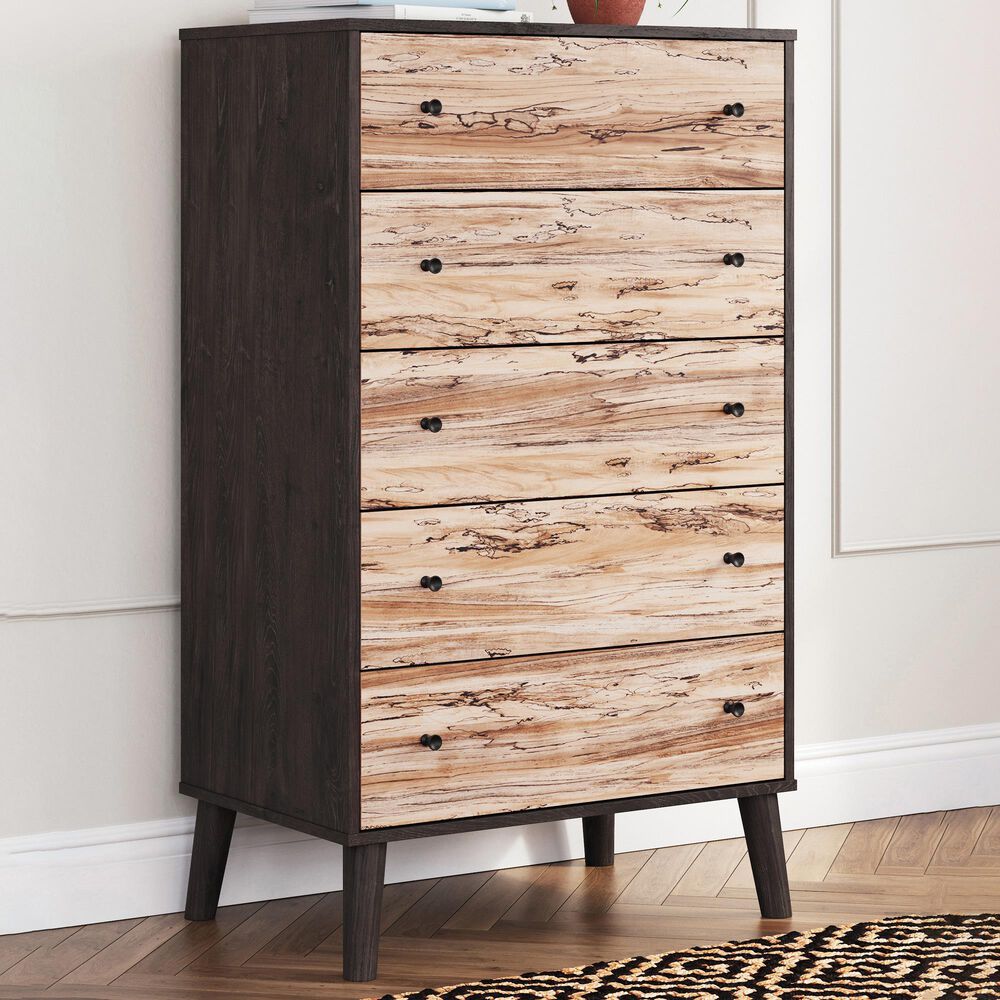 Ashley Piperton 5-Drawer Chest in Brown and Dark Charcoal, , large