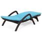 Hearth and Haven Mikael Outdoor Chaise Lounge with Blue Cushion in Dark Brown, , large