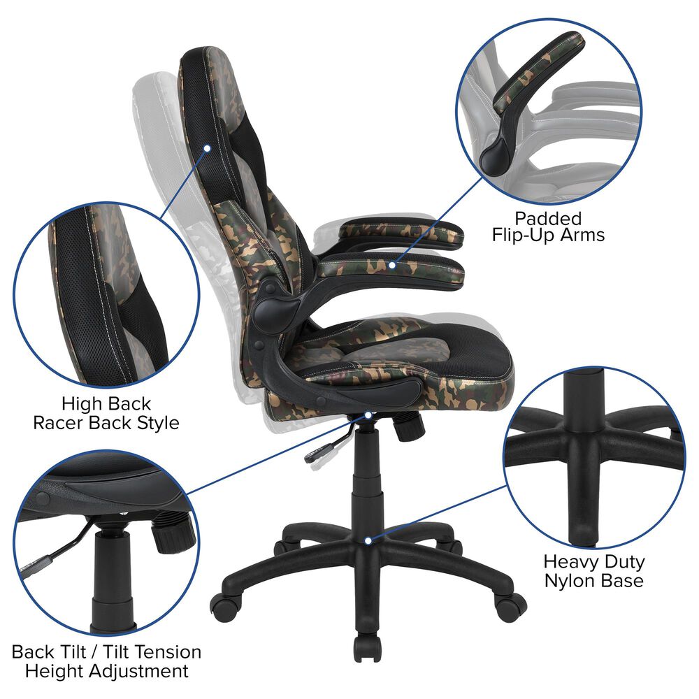 Flash Furniture X10 Gaming Chair in Camo, , large