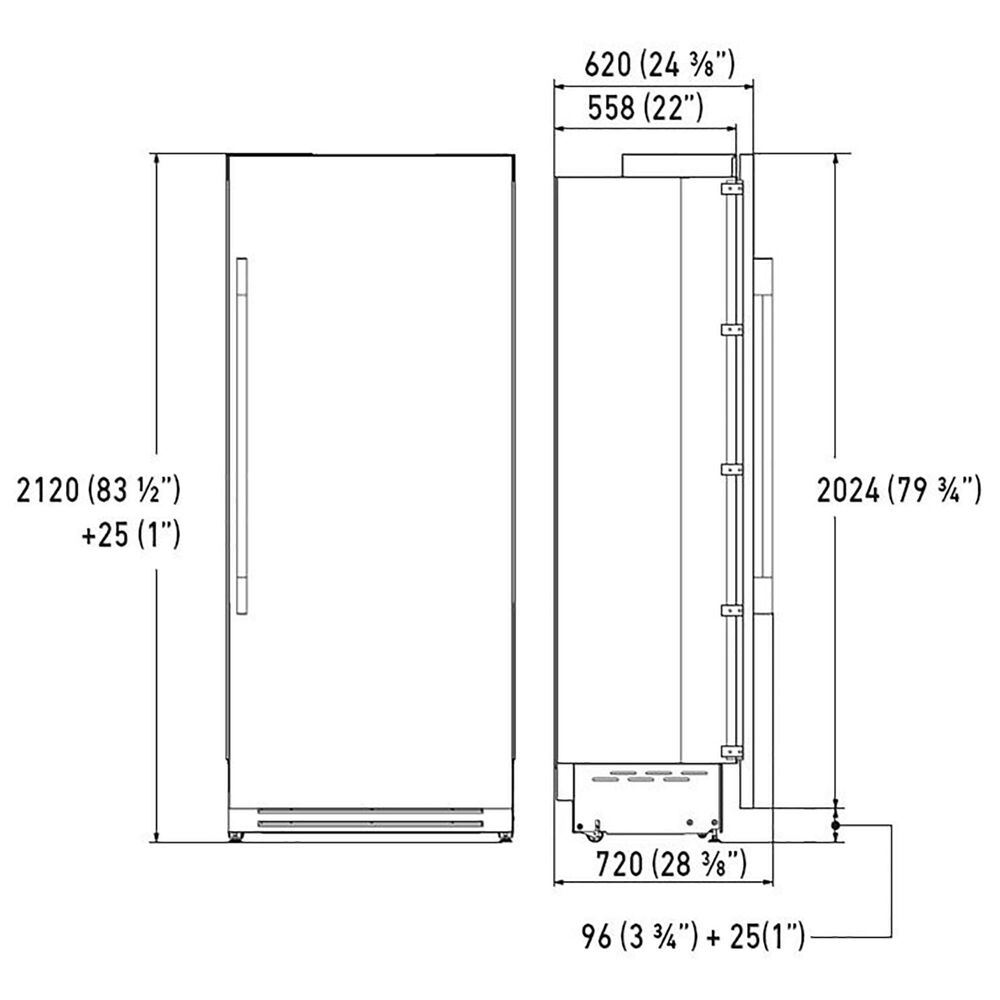 Fulgor Milano 700 Series 21.54 Cu.Ft. Built-In Fridge Column with Left Hinge in Stainless Steel, , large