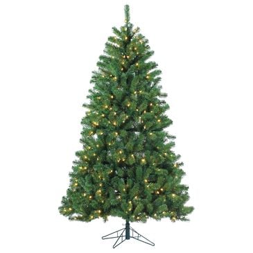 The Gerson Company 7" Montana Pine Artificial Christmas Tree with Warm White LED Lights in Green, , large