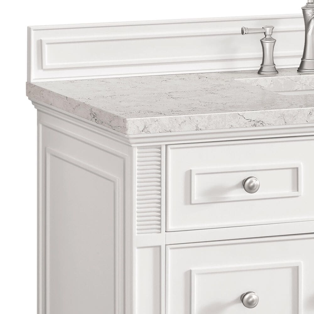 James Martin Vanities Lorelai 48&quot; Single Vanity in Bright White with 3 cm Eternal Jasmine Pearl Quartz Top, , large