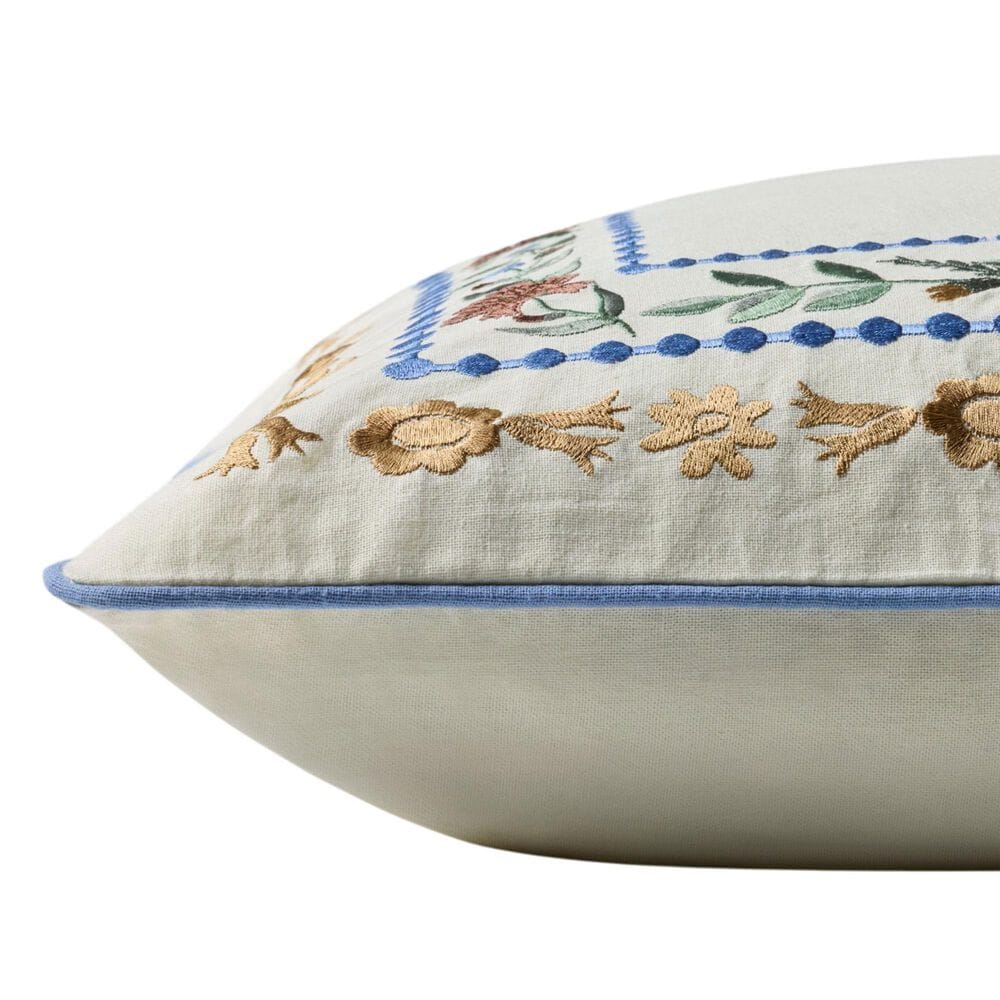 Loloi Aster Border 22" Square Throw Pillow in Ivory and Multicolor, , large
